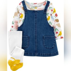 Carters jean dress 3 piece outfit